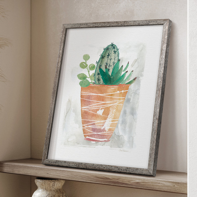 Boho Cactus Framed Print - Solid Wood 50024, 21'' H x 17'' W