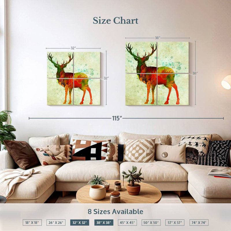 Cerf abstrait, H 32 po x l 32 po