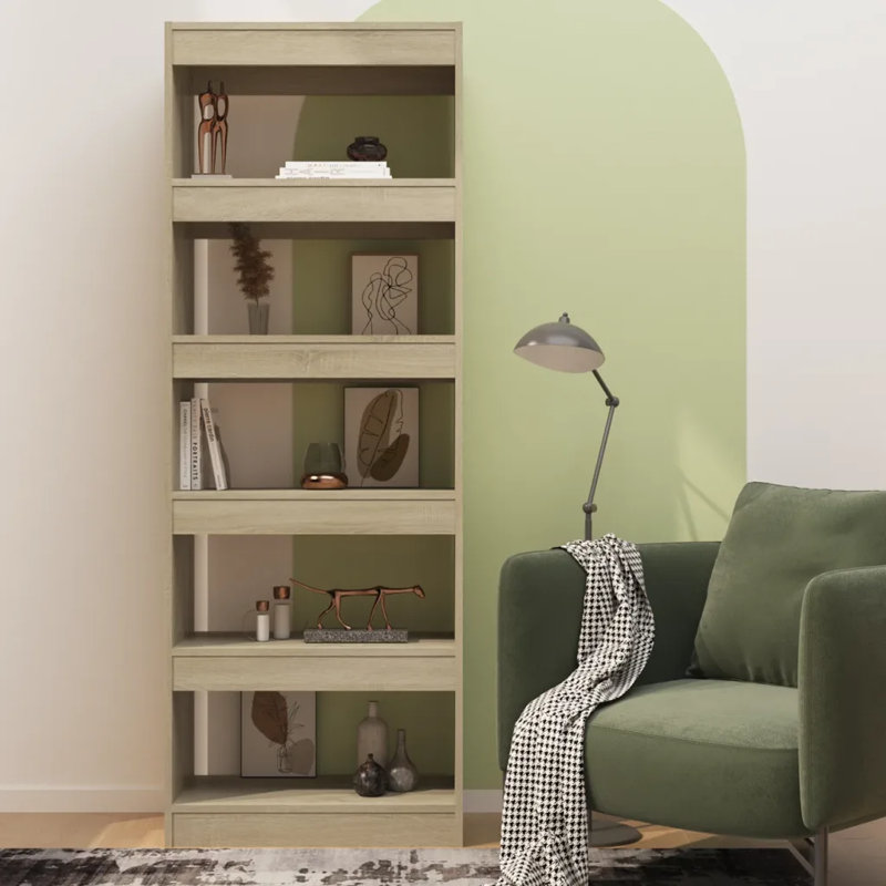 Gelt Manufactured Wood Etagere Bookcase, 166cm H x 60cm W x 30cm D, Sonoma Oak