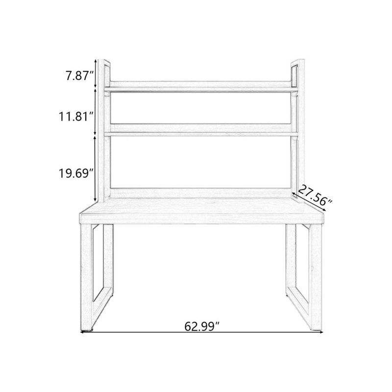 Light walnut Rectangular Solid Wood desks, 29.53" H x 62.99" W x 27.56" D
