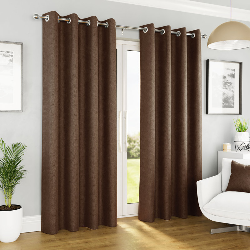 Biller Eyelet Thermal Light Reducing Curtain, 117cm Width x 137cm Drop, Navy
