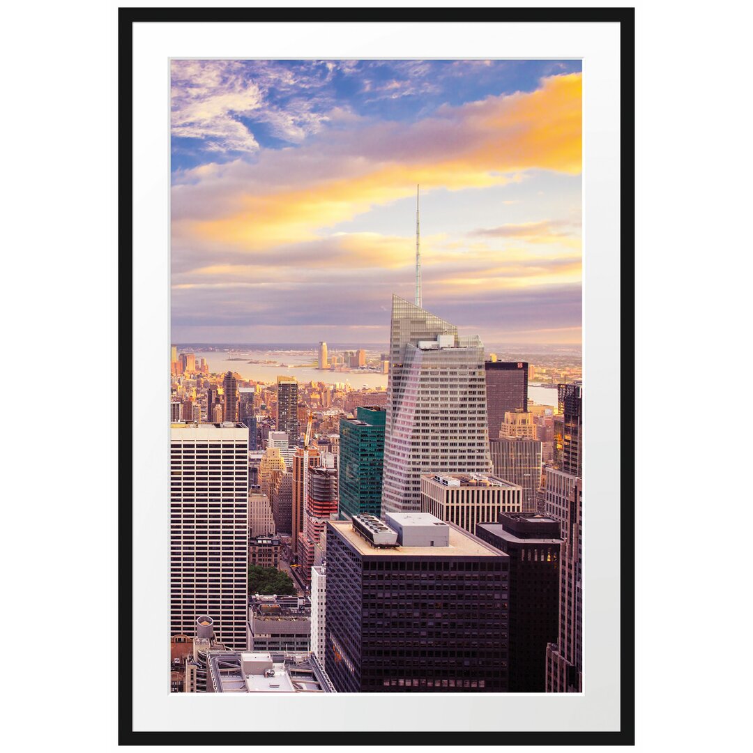 Gerahmtes Poster Skyline New York Sonnenuntergang