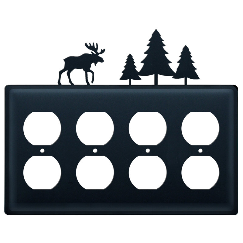 Moose and Pine Trees 4-Gang Duplex Outlet Wall Plate