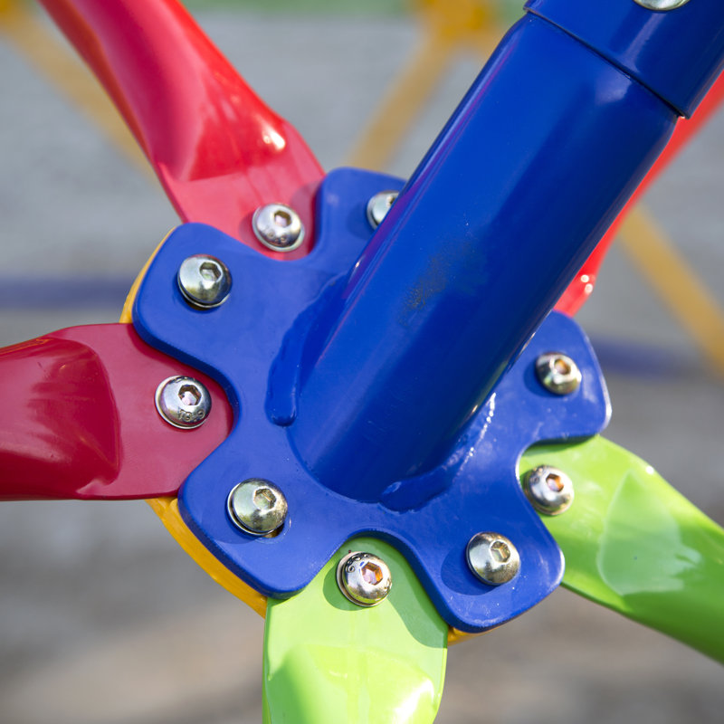 Multicolor Steel Geo Dome Climber with Swing Set and Basketball Hoop