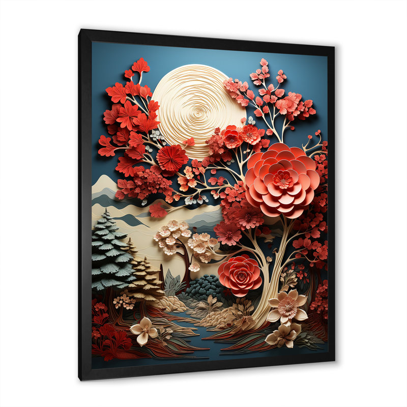 Sépia arbre, séquoia, collage sur toile, Cadre simple noir, H 32 po x l 16 po x P 1 po