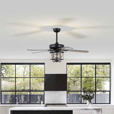Ventilateur de plafond standard à 5 pales de 52 po avec télécommande et ensemble d'éclairage inclus Leday