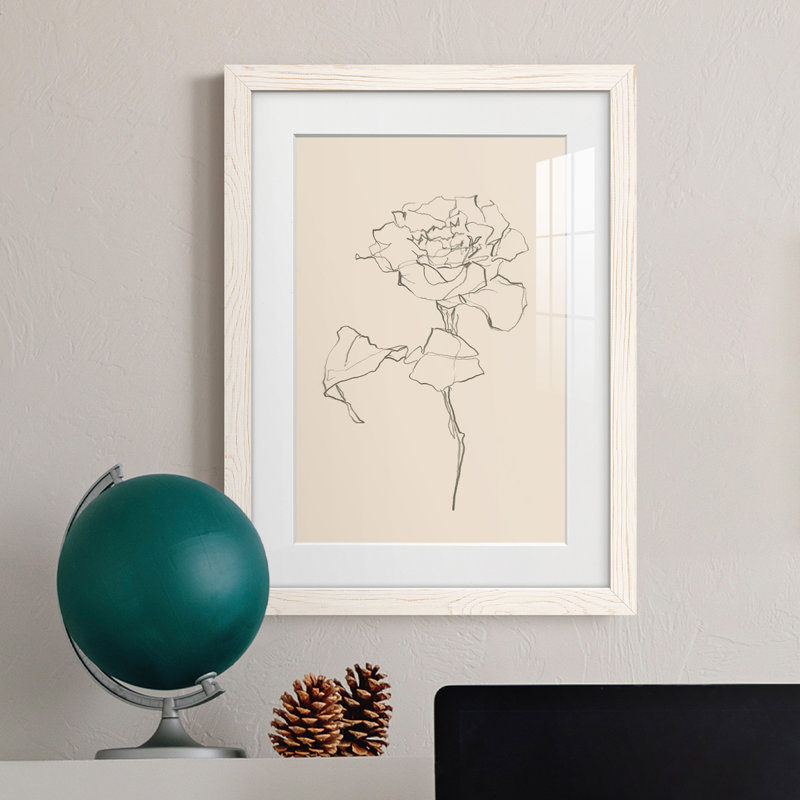 Floral Contour Study I Premium encadré mat - prêt à être accroché, Cadre blanc, H 32 po x l 23 po x P 1 po