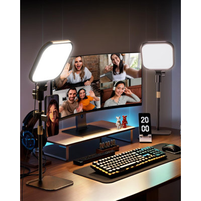 Zoom Lighting For Computer & Video Calls, Adjustable Desk Light With Phone Holder, 3 Color Temperatures & 10 Brightness Levels, USB Controller For Webcam, Home Office, Podcast, Streaming (2 Pack)