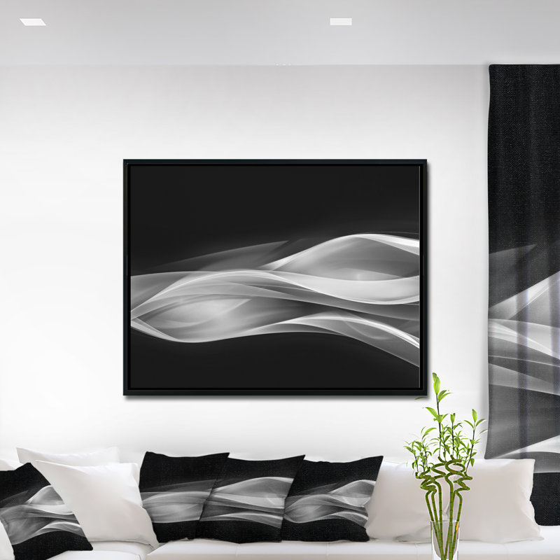 Corwin, motif abstrait «Glittering Silver», H 12 po x l 20 po x P 1 po, Toile avec cadre flottant