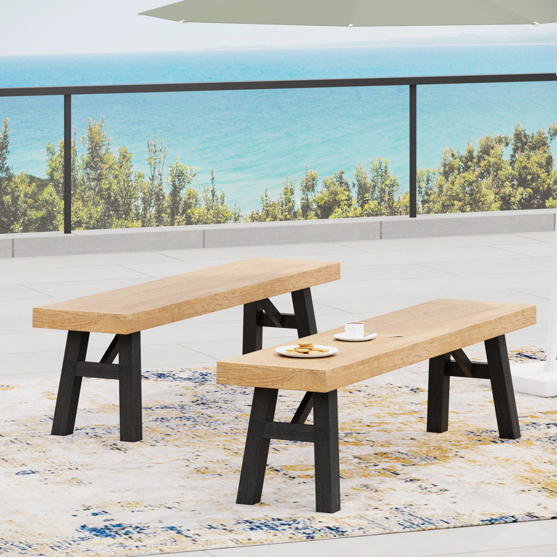 Banc en bois pour 2 personnes - Weather, panneau de siège à lattes, 63 po x 14,29 po x 17,76 po, finition grise, capacité de 600 lb, 2 panneaux, gris