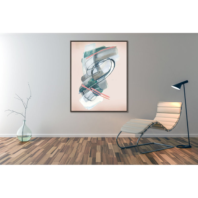 "Rosiness I" par Jacob Lincoln - peinture sur toile à cadre flottant, Couche de verre