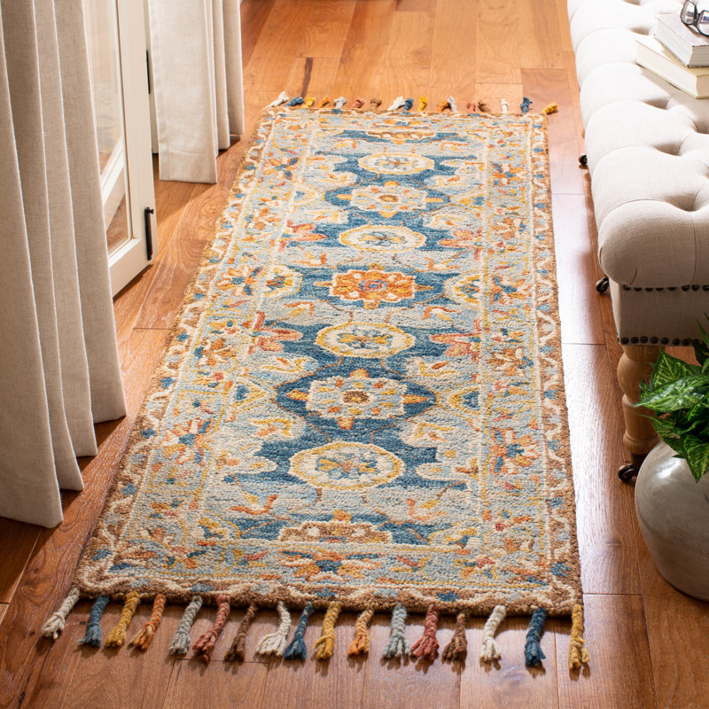 Tapis géométrique en laine touffeté à la main Carman, Tapis de couloir 2 pi 3 po x 19 pi