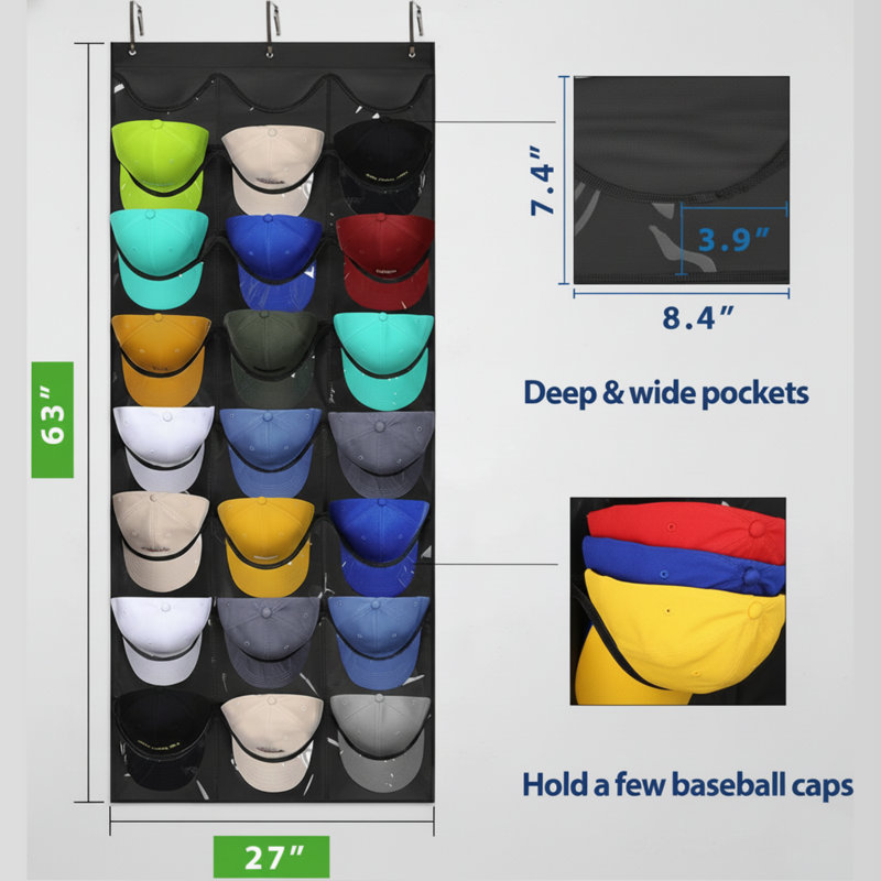 Organisateur de casquettes de baseball à 24 poches