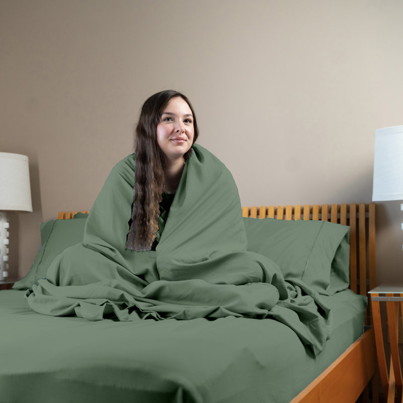 Ultra Soft Bamboo Sheet Set - 4 Pc Set - Wrinkle Resistant - Cooling Sheets with Deep Pockets, Treemoss