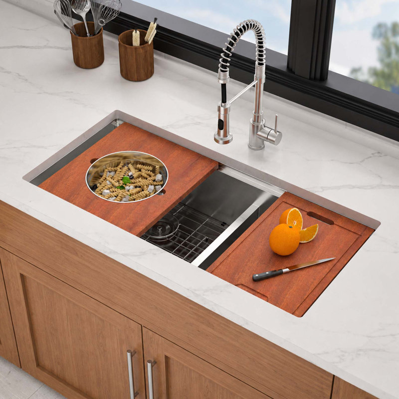 Évier de cuisine double cuve encastrée de 99 cm (39 po), évier de travail divisé 60/40 en acier inoxydable avec bol mélangeur et passoire à pâtes, évier en acier inoxydable T304 de calibre 16, cuves de 25 cm (10 po) de profondeur