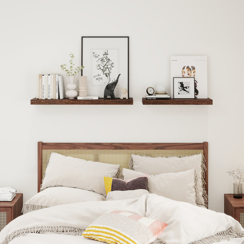 Avnish Solid Wood Floating Shelf, 1.6" H x 36" W x 8.1" D, Rustic Brown