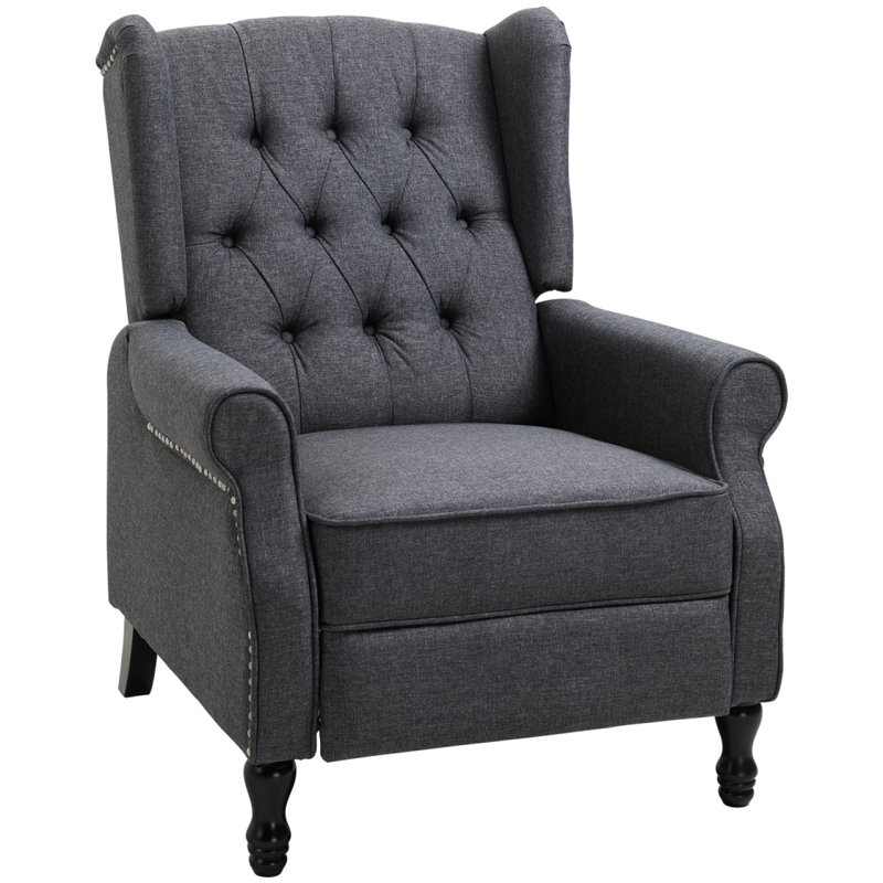 Fauteuil inclinable rembourré en tissu, fauteuil d'appoint capitonné, fauteuil en lin avec repose-pieds, accoudoir, coussin rembourré,