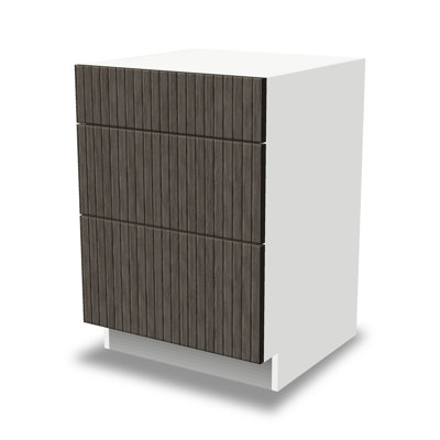 Kindwood Signature Reeded 24 D x 34.5 H Ready-to-Assemble Plywood Standard 3-Drawer Base Cabinet
