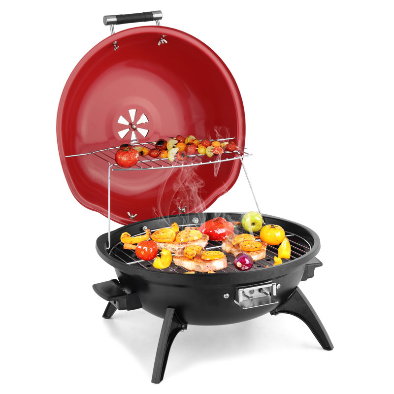 1600W Portable Double Layer Electric BBQ Grill , Red/Black