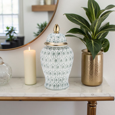 Batheaston Porcelain Lidded Ginger Jar with Gold Accents and Elegant Decorative Design