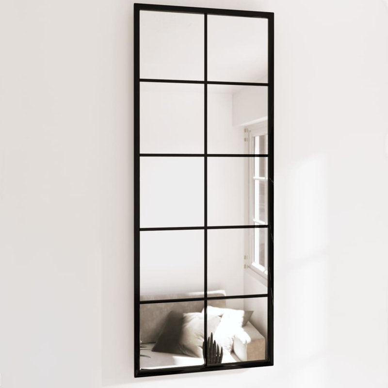 Wall Mirror Black Metal Wall-mounted Mirror Decoration Multi Sizes, 39.4" x 15.7", 1 pc