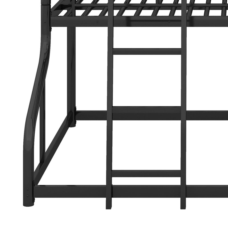 Full XL Over Twin XL Over Queen Size Triple Bunk Bed With Long And Short Ladder, Black