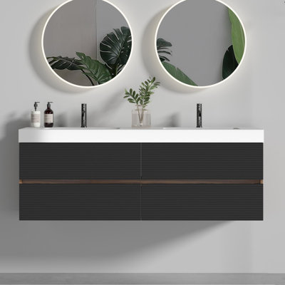 Bathroom Vanity with Glossy White Solid Surface Sink