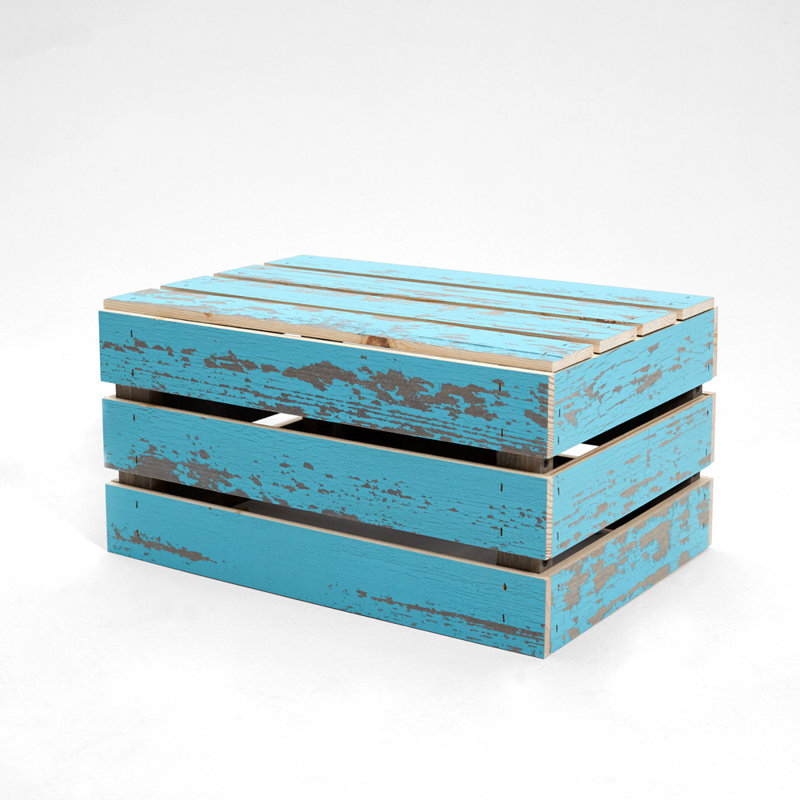 Caisse en bois massif, Craie bleue