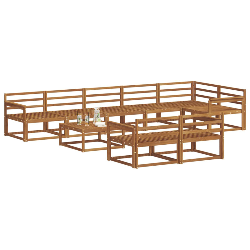  Outdoor Sofa Set 9 Pcs Natural Solid Acacia Wood