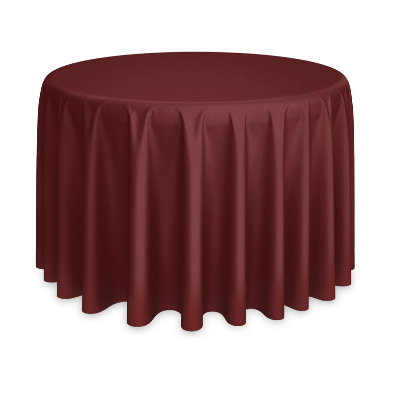 Solid Color Round Tablecloth, Ivory, 120" L x 120" W , 5