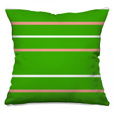 Green Pink Stripes Double Sided Throw Pillows
