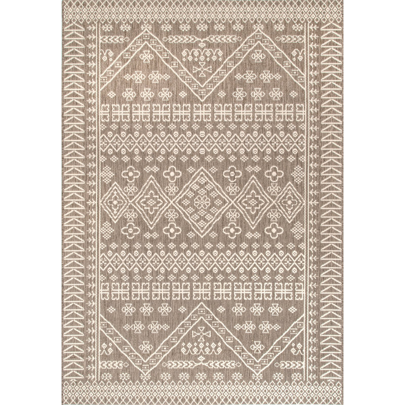 Tapis intérieur / extérieur beige Laramie Southwestern, Rectangle 5 pi 3 po x 7 pi 6 po
