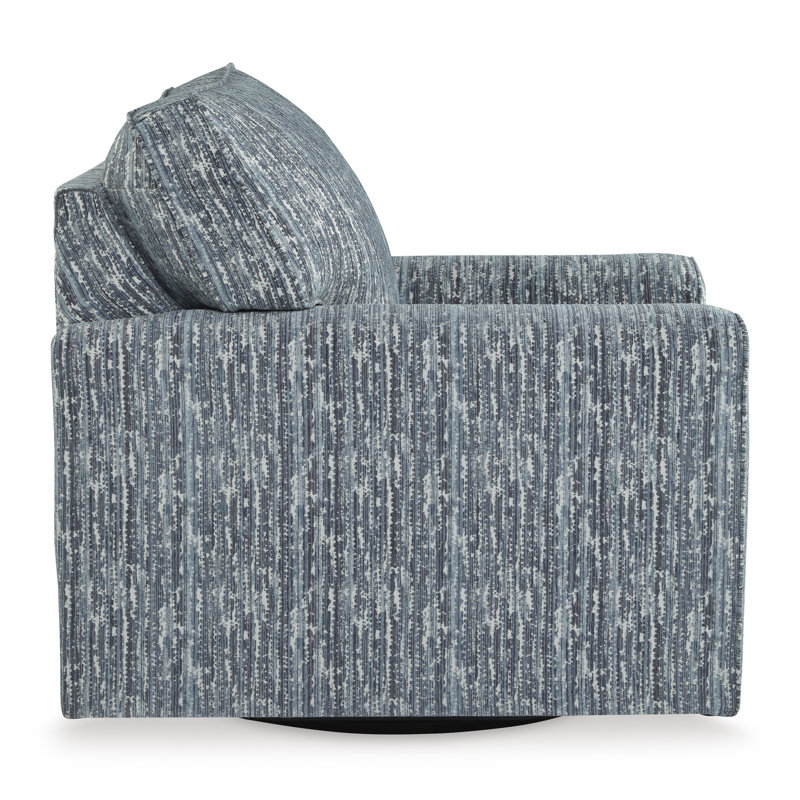 Twilight Black Stripe Swivel Accent Chair with Metal Base