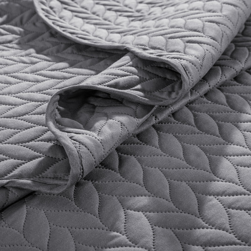 Microfiber Embossed Queen Quilt Sets| Hotel-Quality Bedspread, Gray, Queen Bedspread ( 90 x 96)+ 2 Standard Pillowcases