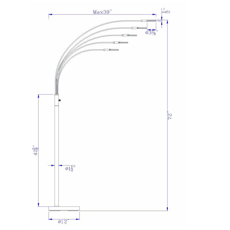 Gavrich 72'' LED Arched Floor Lamp, Brushed Steel