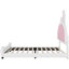 Lit plateforme simple avec tête de lit lapin charmant - Revêtement blanc / rose Taille aucun sommier requis Matériaux blanc et rose
