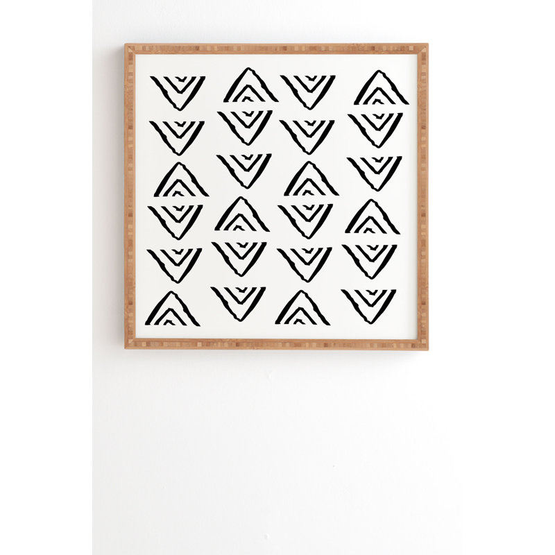 «Mudcloth 16» par Andrea Lauren - impression d'art graphique, H 12 po x l 12 po x P 2 po, Armature en bambou, Pas de tapis