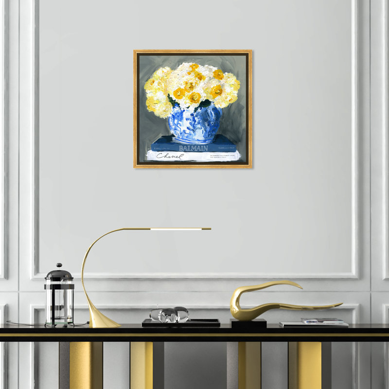 " Fashion Fresh Floral And Botanical Art ", 24" H x 24" W, Gold Framed