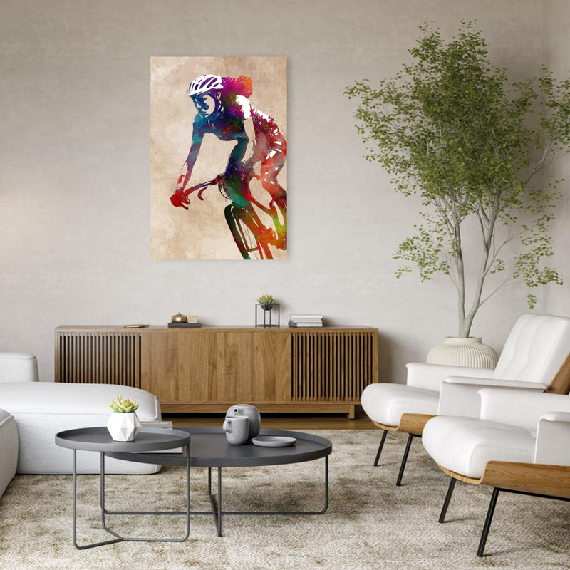 «Vibrant Cycling Spirit», art mural contemporain, 48" H x 32" W