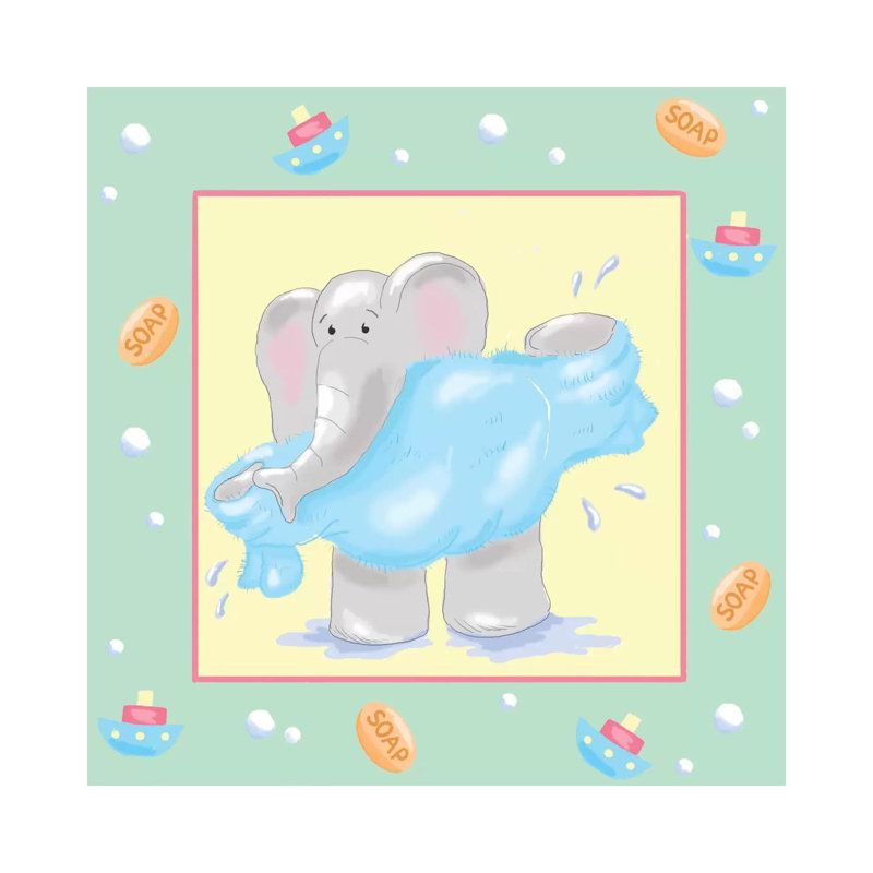 Baby Elephant Bath IV by Jade Reynolds - Wrapped Canvas Gallery-Wrapped Canvas Giclée, 45.72 cm H x 45.72 cm W x 1.91 cm D