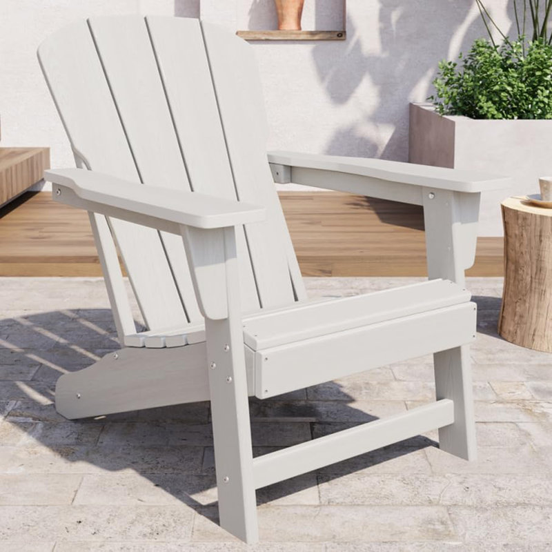 Modern HDPE Plastic Adirondack Chair - Oversize 380LB Poly Lumber Weather Resistant Firepit Chair - Outdoor Patio Chairs With Wooden Textured For Garden, Backyard, Lawn, Deck, Pool, Porch -