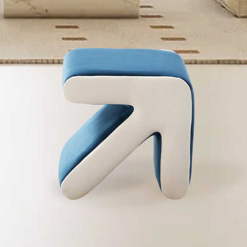 Tabouret d'appoint en bois massif et manufacturé, Bleu/beige