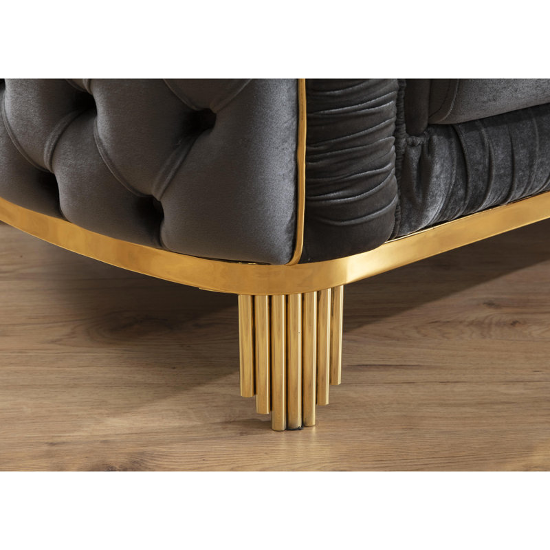 Chaise avec revêtement en velours capitonné