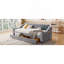 Lit de jour simple rembourré avec accoudoirs de rangement et port USB, gris