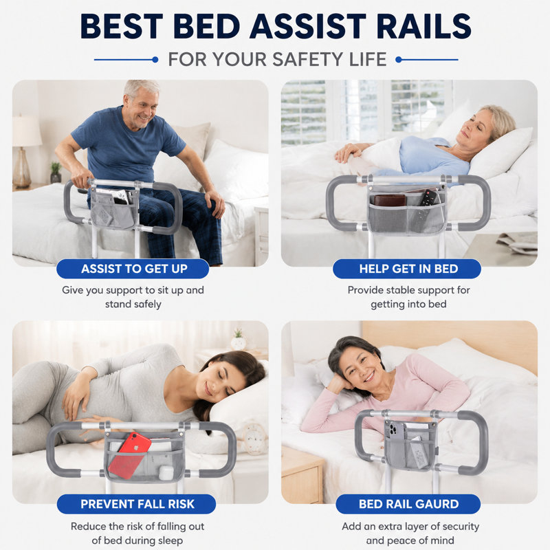 Barrière de lit allongée pour personnes âgées