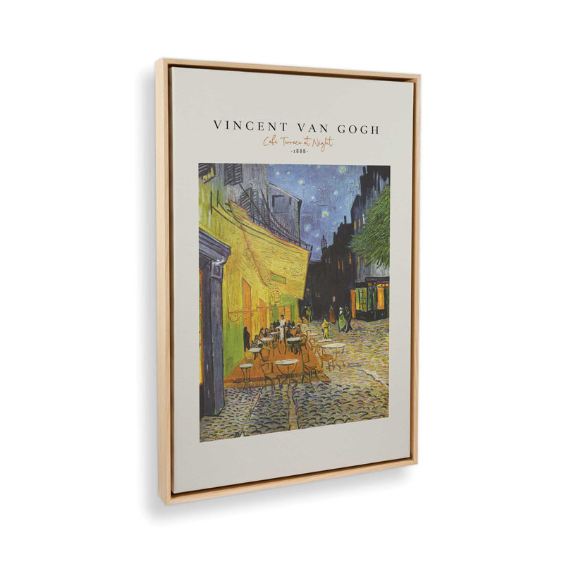 Van Gogh's Cafe Terrace la nuit v2, Cadre américain en érable flottant, H 12,75 po x l 8,75 po x P 1,75 po