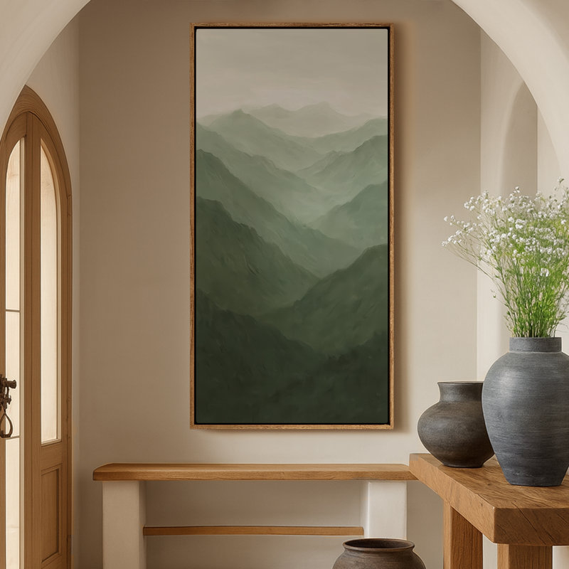 Très grand art mural rétro encadré pour art classique, H 60 po x l 30 po, Naturel