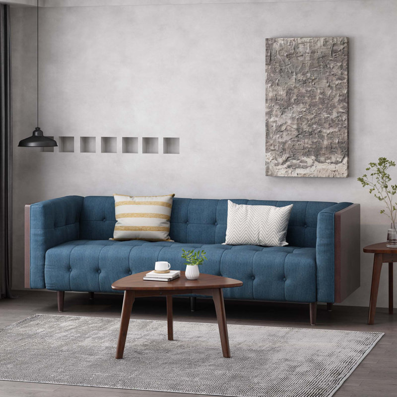 Canapé 3 places, Tissu bleu marine