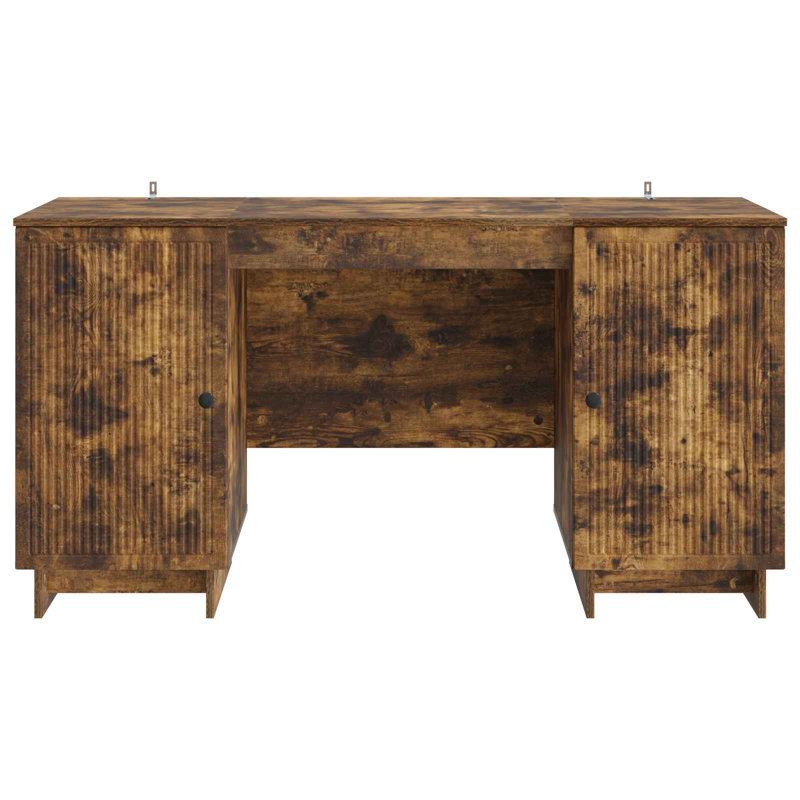 Credenza Desk, Smoked Oak