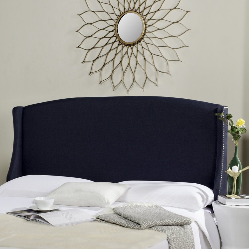 Hattiesburg Upholstered Headboard, Twin, Navy 100% Linen